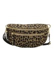 Demi Lune Medium Sac banane cuir Nubuck Leopard Taupe