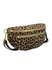 Demi Lune Medium Sac banane cuir Nubuck Leopard Taupe