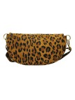 Demi Lune Medium Sac banane cuir Nubuck Leopard Camel