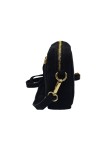 Pompon Sac Bandoulière Cuir Nubuck Noir