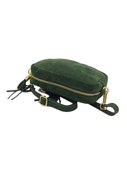 Pompon Sac Bandoulière Cuir Nubuck Vert