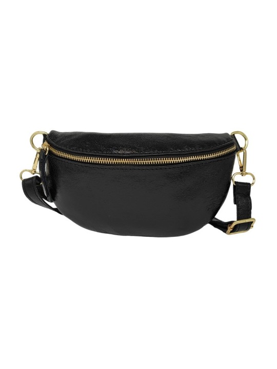 Soleil Chic Sac Banane cuir Demi Lune Noir Irise