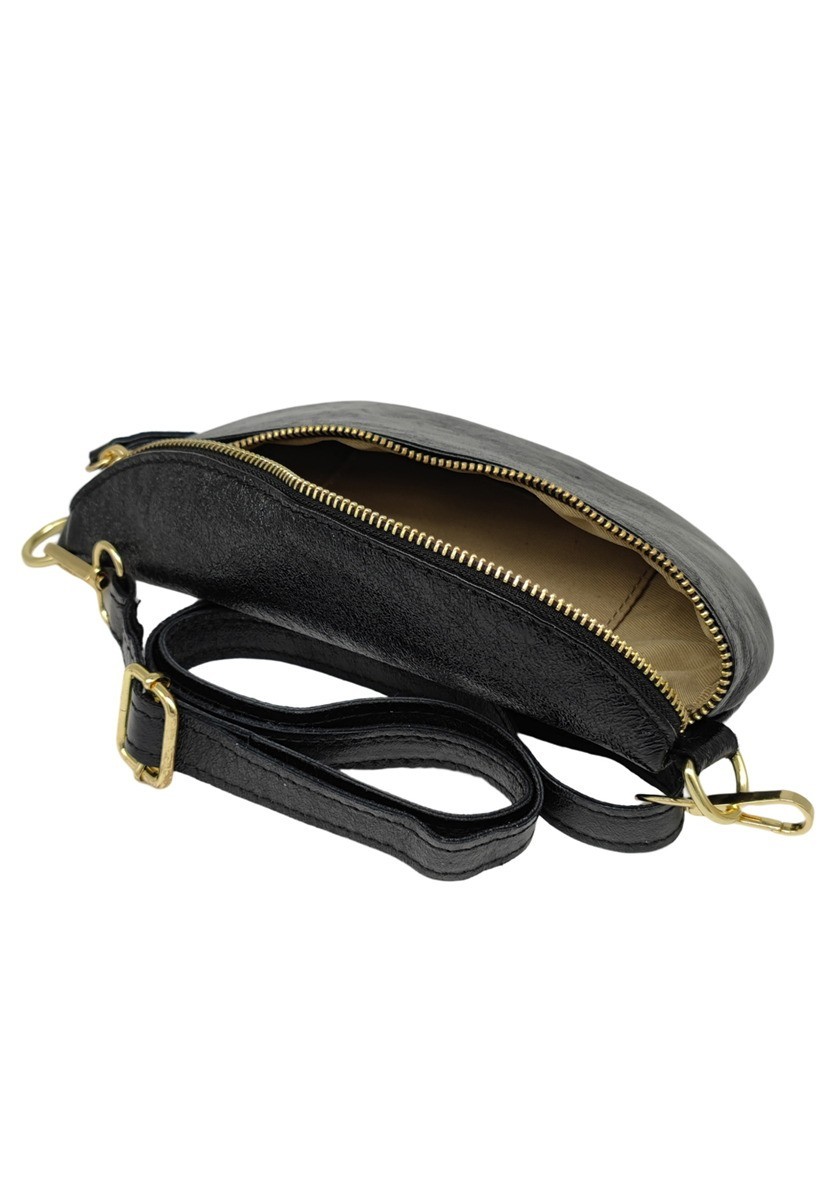 Soleil Chic Sac Banane cuir Demi Lune Noir Irise