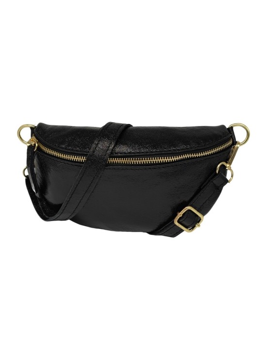 Soleil Chic Sac Banane cuir Demi Lune Noir Irise