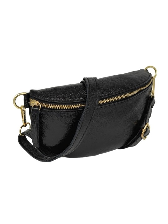 Soleil Chic Sac Banane cuir Demi Lune Noir Irise