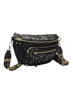 Iris Sac Banane cuir Leopard Noir