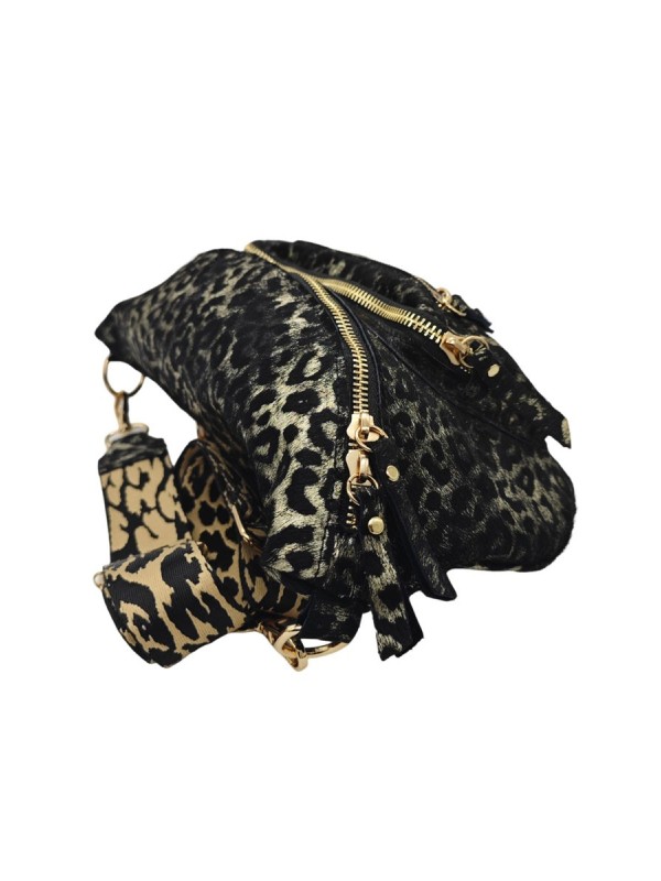 Iris Sac Banane cuir Leopard Noir