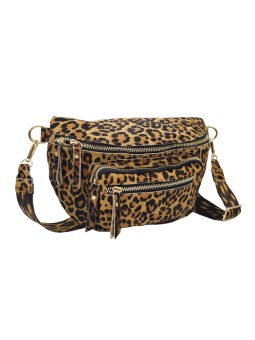 Iris Sac Banane cuir Leopard Cognac