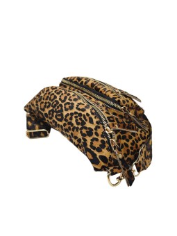 Iris Sac Banane cuir Leopard Cognac