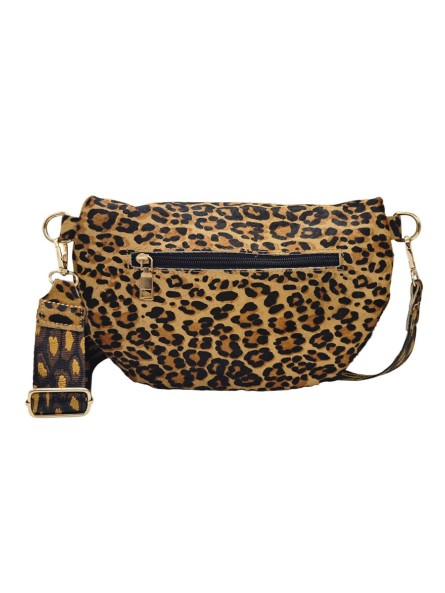 Iris Sac Banane cuir Leopard Cognac