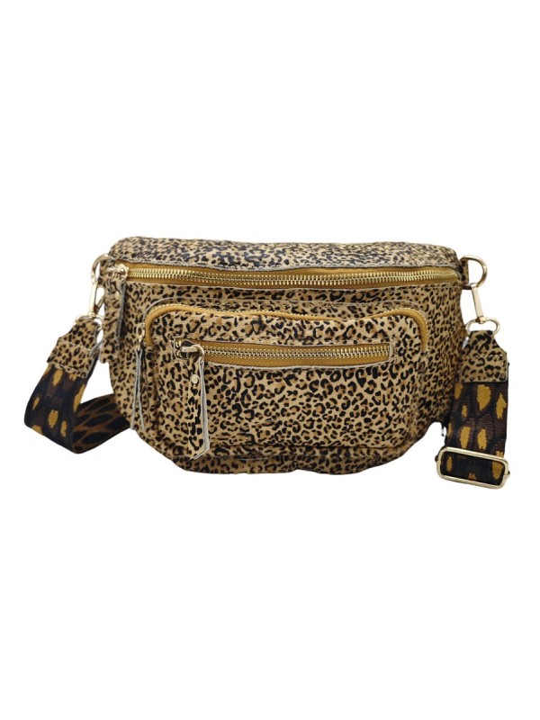 Iris Sac Banane cuir Leopard Cognac P