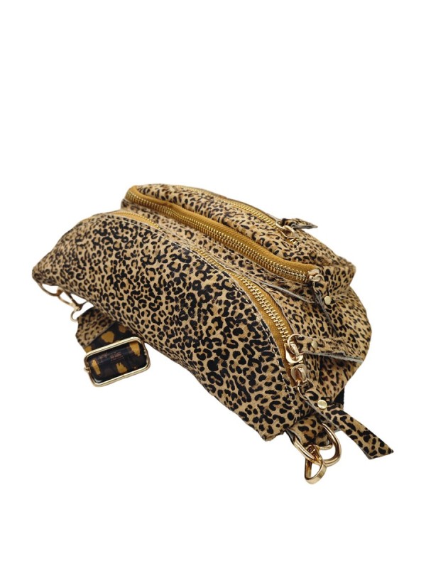 Iris Sac Banane cuir Leopard Cognac P