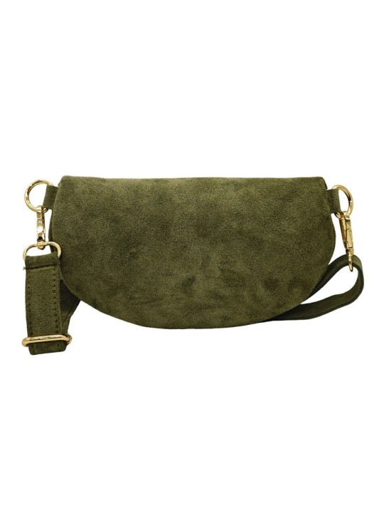 Soleil Chic Sac Banane cuir Demi Lune Nubuck Kaki