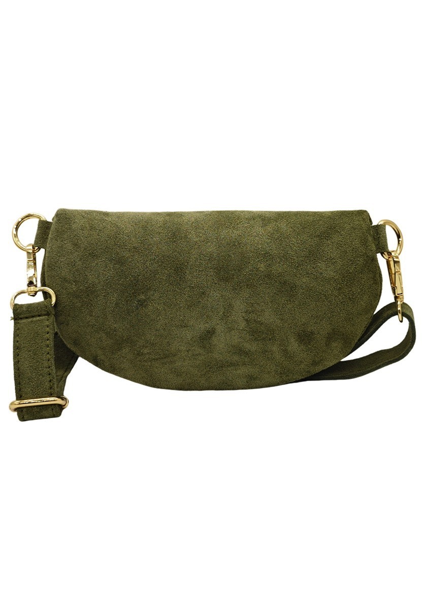 Soleil Chic Sac Banane cuir Demi Lune Nubuck Kaki