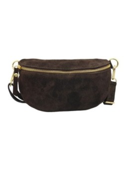 Soleil Chic Sac Banane cuir Demi Lune Nubuck Marron