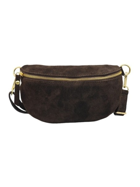 Soleil Chic Sac Banane cuir Demi Lune Nubuck Marron