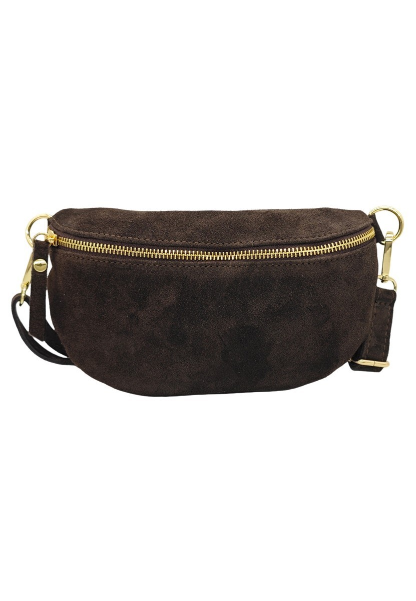 Soleil Chic Sac Banane cuir Demi Lune Nubuck Marron