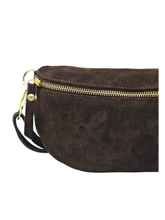 Soleil Chic Sac Banane cuir Demi Lune Nubuck Marron