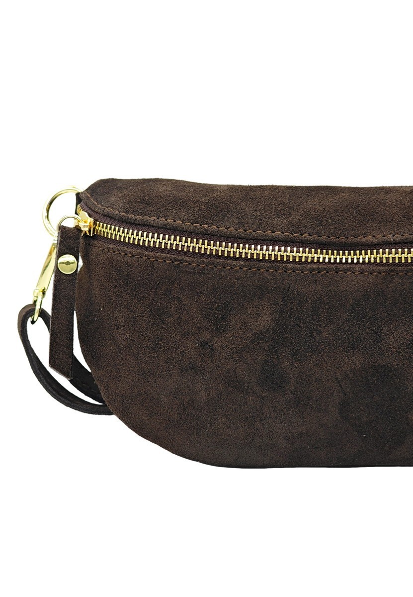 Soleil Chic Sac Banane cuir Demi Lune Nubuck Marron