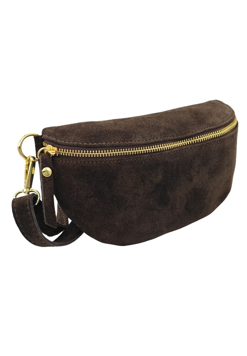 Soleil Chic Sac Banane cuir Demi Lune Nubuck Marron