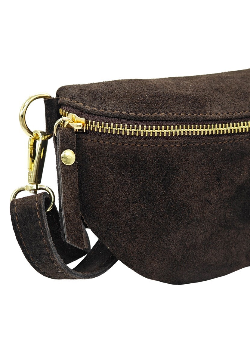 Soleil Chic Sac Banane cuir Demi Lune Nubuck Marron