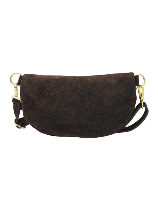 Soleil Chic Sac Banane cuir Demi Lune Nubuck Marron