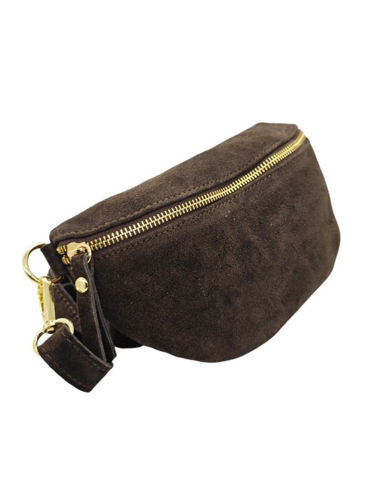 Soleil Chic Sac Banane cuir Demi Lune Nubuck Marron