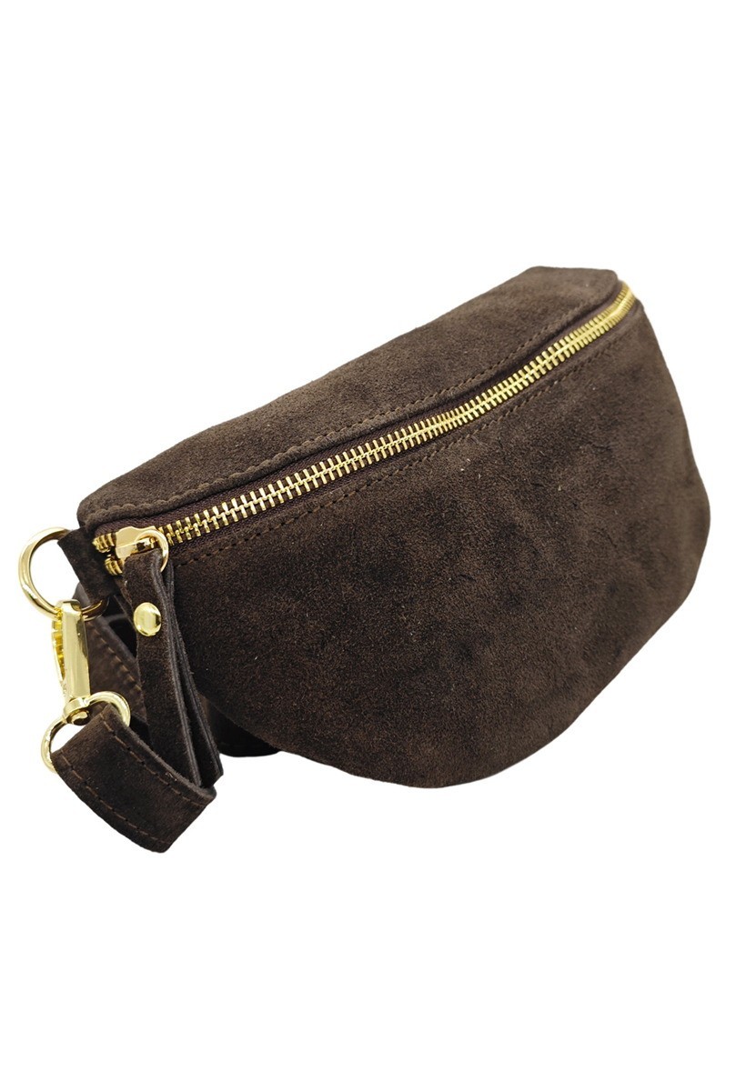 Soleil Chic Sac Banane cuir Demi Lune Nubuck Marron