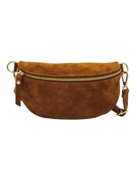 Soleil Chic Sac Banane cuir Demi Lune Nubuck Camel