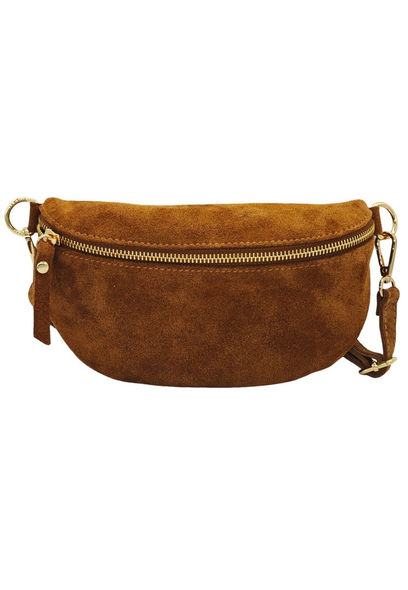 Soleil Chic Sac Banane cuir Demi Lune Nubuck Camel