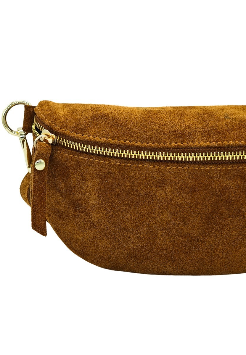 Soleil Chic Sac Banane cuir Demi Lune Nubuck Camel