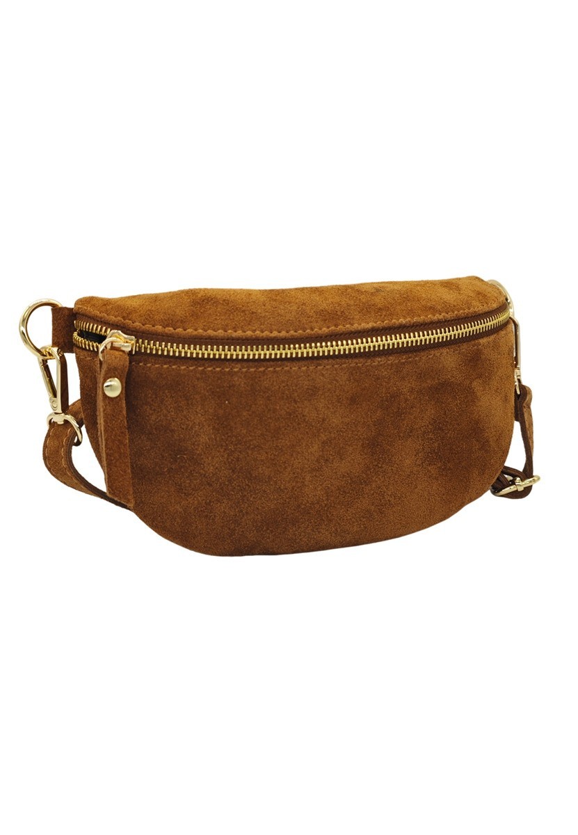 Soleil Chic Sac Banane cuir Demi Lune Nubuck Camel