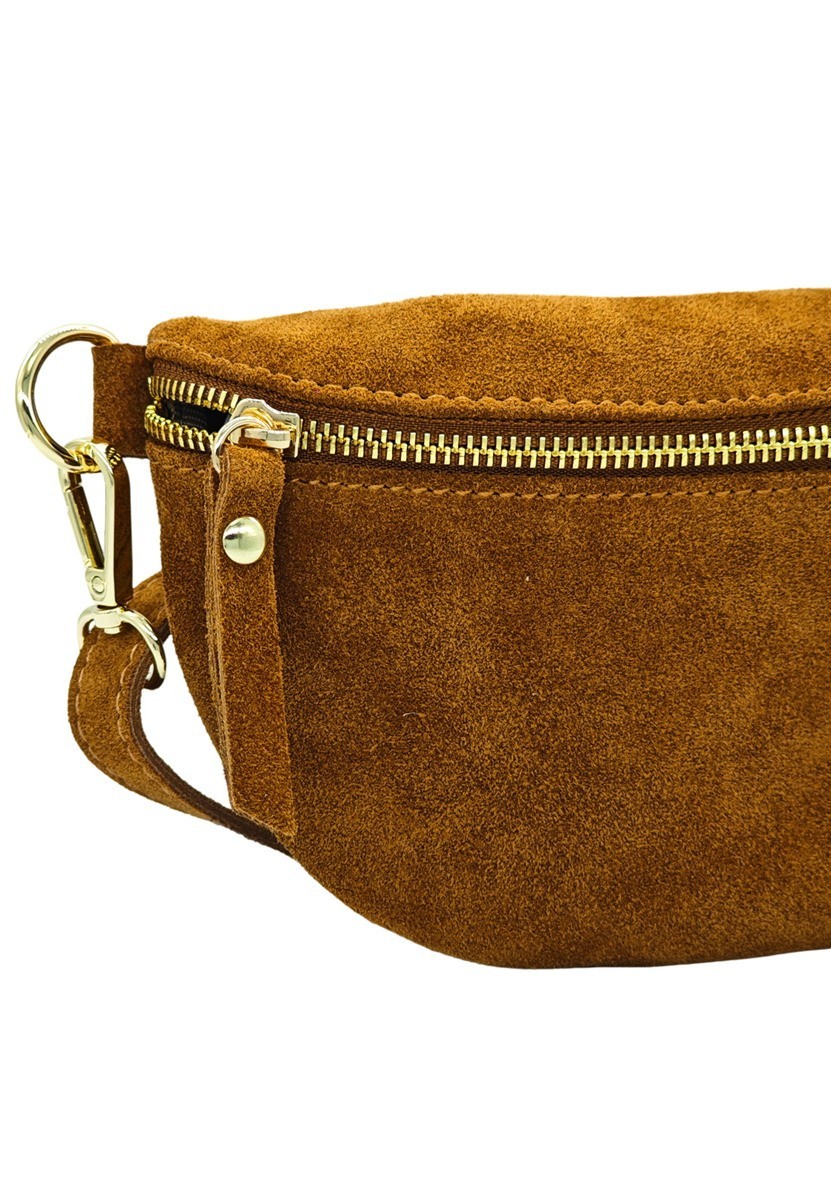 Soleil Chic Sac Banane cuir Demi Lune Nubuck Camel