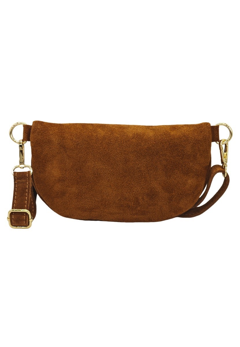 Soleil Chic Sac Banane cuir Demi Lune Nubuck Camel