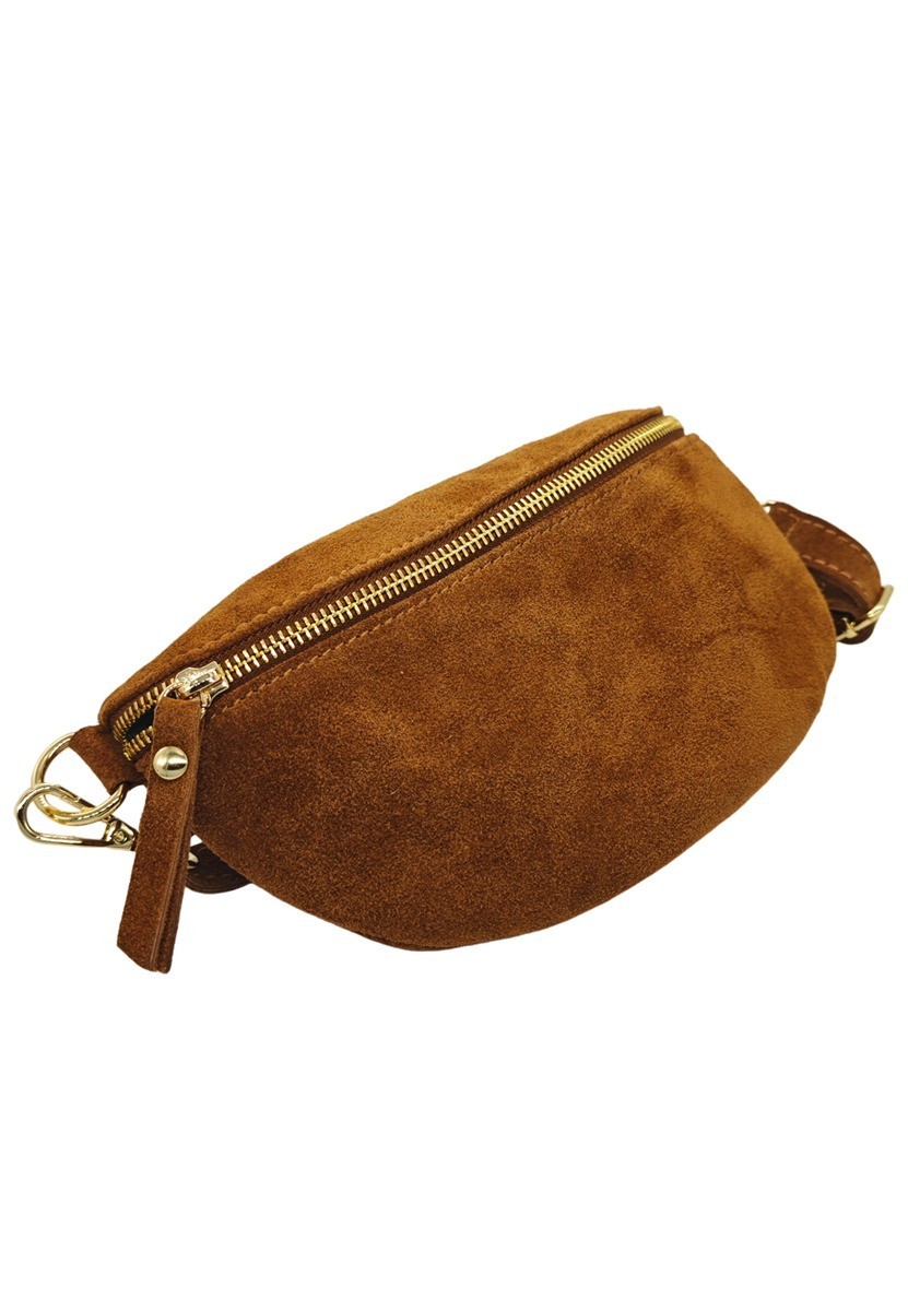 Soleil Chic Sac Banane cuir Demi Lune Nubuck Camel
