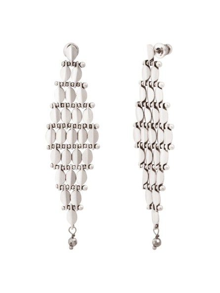 Satellite - BABYLONE Boucles d'oreilles maille bijou hématite grise - Argent