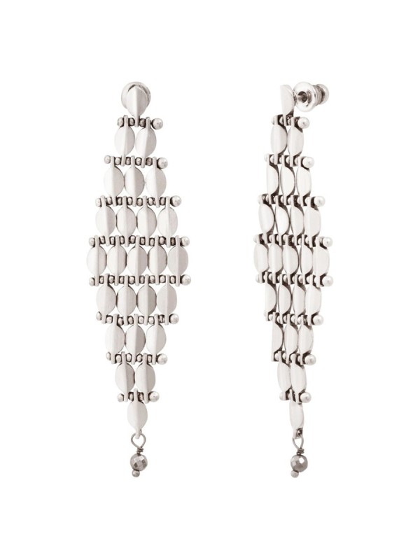 Satellite - BABYLONE Boucles d'oreilles maille bijou hématite grise - Argent