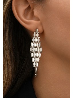 Satellite - BABYLONE Boucles d'oreilles maille bijou hématite grise - Argent