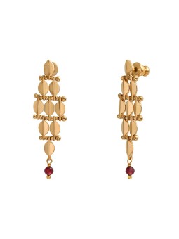 Satellite - BABYLONE Petites Boucles d'oreilles maille bijou grenat - doré