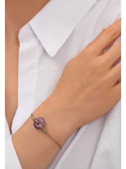 Satellite - BABYLONE Bracelet fin réglable améthyste fils de soie - violet