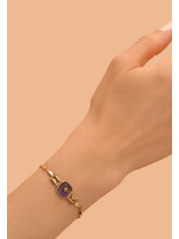 Satellite - BABYLONE Bracelet fin réglable cabochon en améthyste - violet