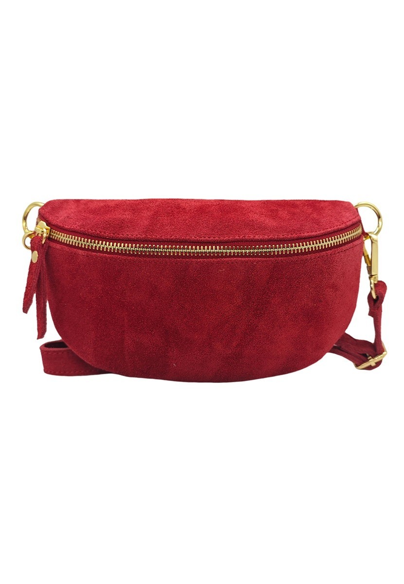 Soleil Chic Sac Banane cuir Demi Lune Nubuck Rouge