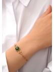 Satellite - BABYLONE Bracelet fin réglable cabochon en agate - vert