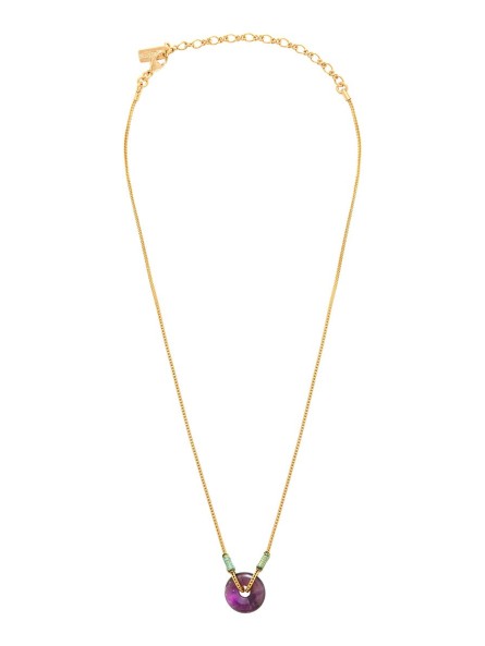 Satellite - BABYLONE Collier pendentif réglable améthyste fils de soie - violet