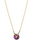 Satellite - BABYLONE Collier pendentif réglable améthyste fils de soie - violet