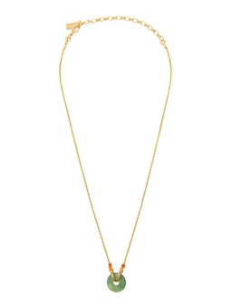 Satellite - BABYLONE Collier pendentif réglable agate et fils de soie - vert