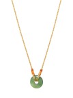 Satellite - BABYLONE Collier pendentif réglable agate et fils de soie - vert