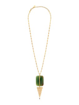 Satellite - BABYLONE Collier sautoir réglable pendentif agate maille bijou grenat - vert
