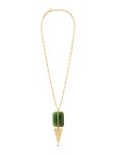 Satellite - BABYLONE Collier sautoir réglable pendentif agate maille bijou grenat - vert