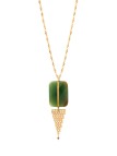 Satellite - BABYLONE Collier sautoir réglable pendentif agate maille bijou grenat - vert